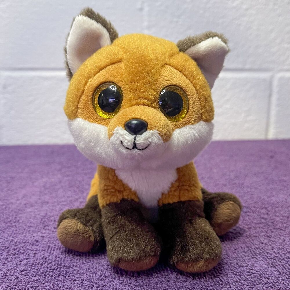 Ty Fay Red Fox Plush Brown Gold Glitter Eyes VelveTy 2016 Stuffed Animal ESSA